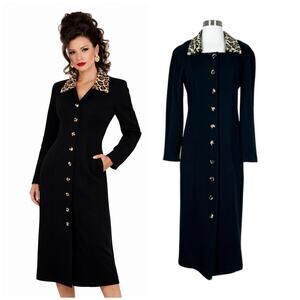 Vintage | Jennifer Jeffries Black Leopard Cheetah Collar Button Front Jacket 6